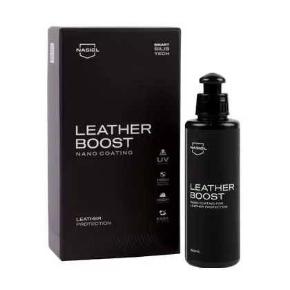 LEATHER BOOSTの箱とボトル