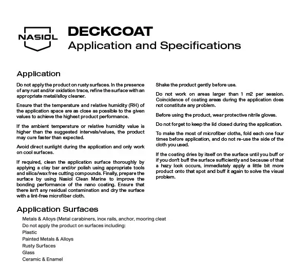 DECKCOAT APPLICATION AND SPECIFICATIONS