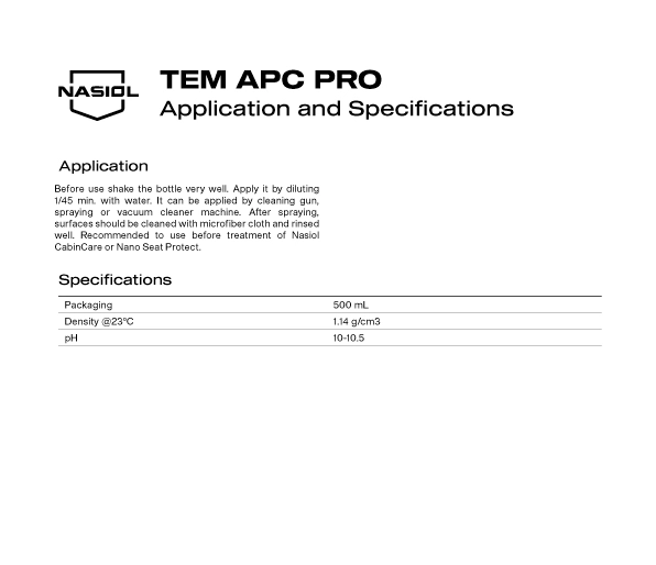 TEM APC PRO APPLICATION AND SPECIFICATIONS