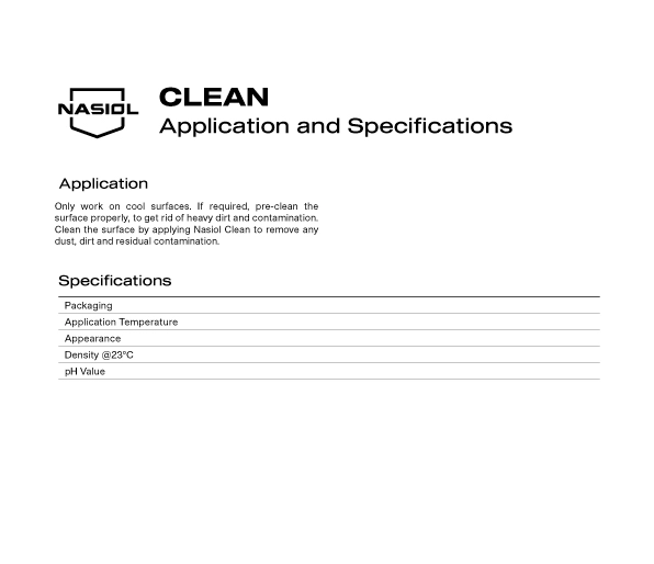 CLEAN APPLICATION AND SPECIFICATIONS