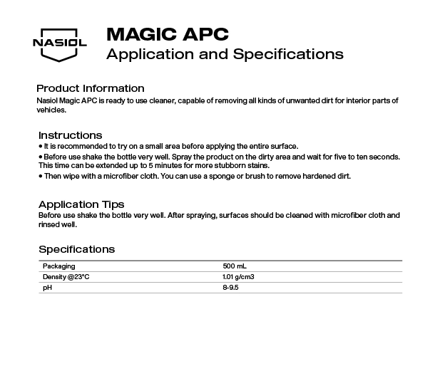 MAGIC APC APPLICATION AND SPECIFICATIONS